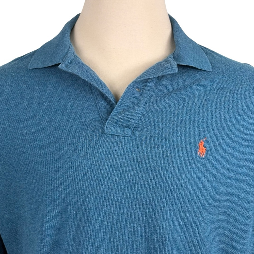 Men’s Polo Ralph Lauren 100% Cotton Blue Ling Sleeve Polo XL 0292 - Picture 3 of 8